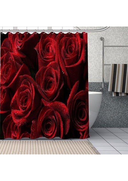 Özel Romantik Gül Duş Perdeleri Banyo Perdesi Kumaş Yıkanabilir Polyester Küvet Sanat Dekor Için (150 * 180 Cm) (Yurt Dışından)