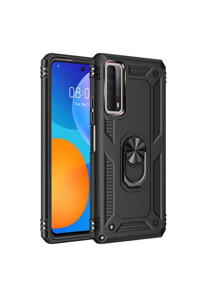 Huawei P Smart 2021 Çift Katmanlı ve Yüzüklü Tam Koruma Vega Premium Kılıf