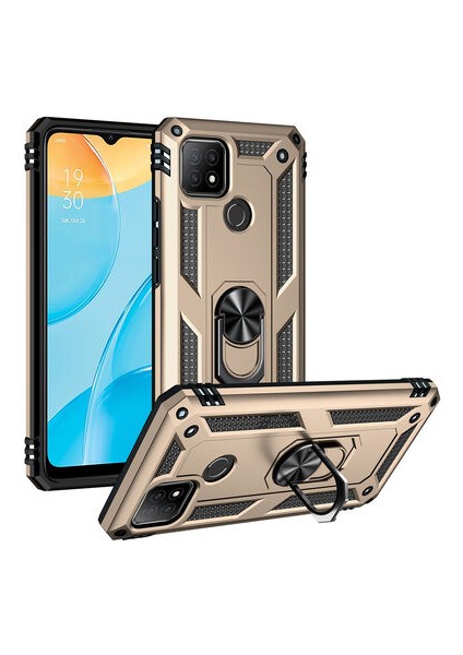 Oppo A15 Çift Katmanlı ve Yüzüklü Tam Koruma Vega Premium Kılıf