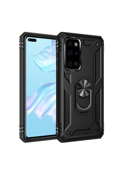 Huawei P40 Çift Katmanlı ve Yüzüklü Tam Koruma Vega Premium Kılıf