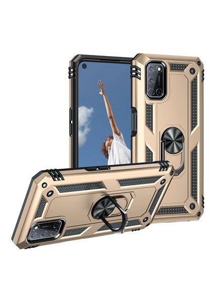 Oppo A72 Çift Katmanlı ve Yüzüklü Tam Koruma Vega Premium Kılıf