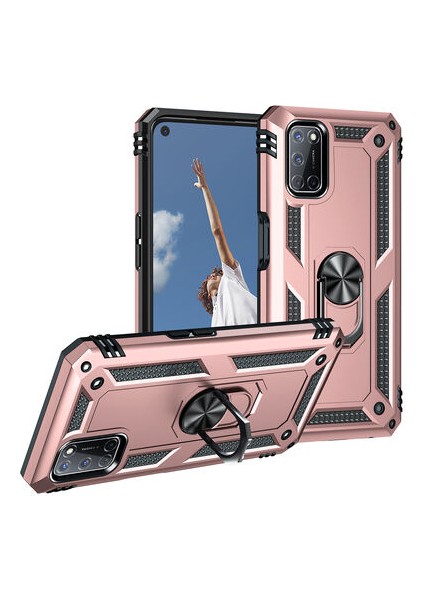 Oppo A72 Çift Katmanlı ve Yüzüklü Tam Koruma Vega Premium Kılıf