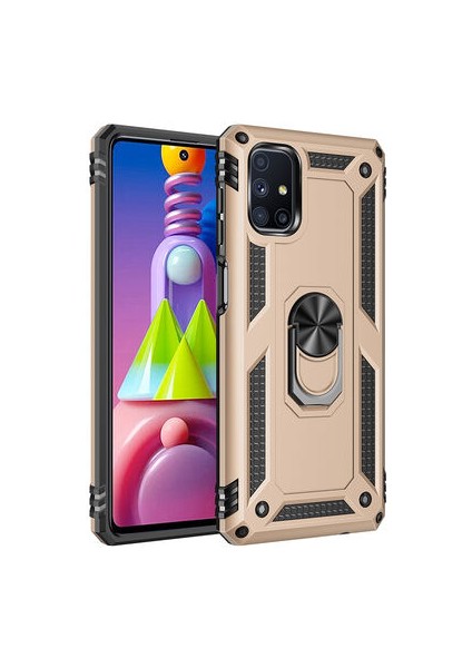 Samsung Galaxy M51 Çift Katmanlı ve Yüzüklü Tam Koruma Vega Premium Kılıf
