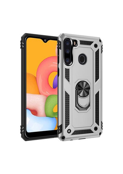 Samsung Galaxy A21 Kılıf Tam Koruma Çift Katmanlı Ibiza Sert Silikon Kapak