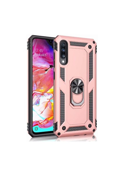 Samsung Galaxy A70 Çift Katmanlı ve Yüzüklü Tam Koruma Vega Premium Kılıf
