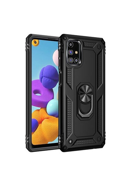 Samsung Galaxy M31S Çift Katmanlı ve Yüzüklü Tam Koruma Vega Premium Kılıf