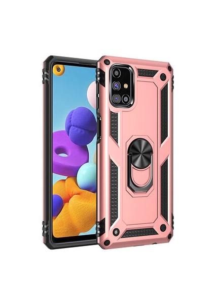 Samsung Galaxy M31S Çift Katmanlı ve Yüzüklü Tam Koruma Vega Premium Kılıf