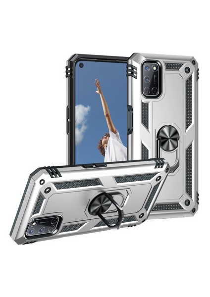 Oppo A72 Çift Katmanlı ve Yüzüklü Tam Koruma Vega Premium Kılıf