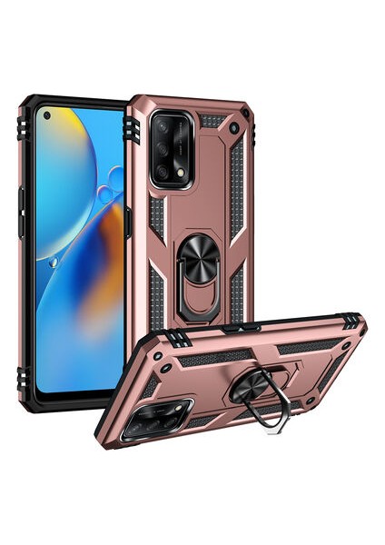 Oppo A74 4G Çift Katmanlı ve Yüzüklü Tam Koruma Vega Premium Kılıf