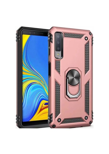 Samsung Galaxy A7 2018 Çift Katmanlı ve Yüzüklü Tam Koruma Vega Premium Kılıf