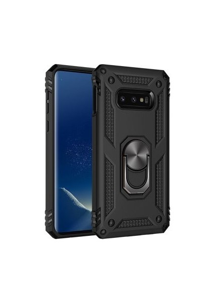 Samsung Galaxy S10E Çift Katmanlı ve Yüzüklü Tam Koruma Vega Premium Kılıf