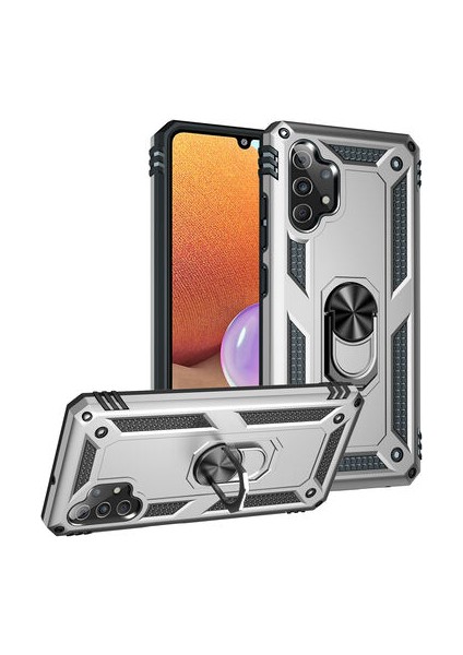 Samsung Galaxy A32 4G Çift Katmanlı ve Yüzüklü Tam Koruma Vega Premium Kılıf