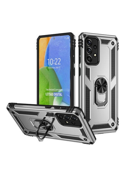 Samsung Galaxy A73 Çift Katmanlı ve Yüzüklü Tam Koruma Vega Premium Kılıf