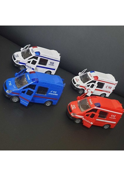 Oyuncak Araba Ambulans Polis Jandarma Itfaiye 112 Acil Kurtarıcı 4lü Set 12 cm