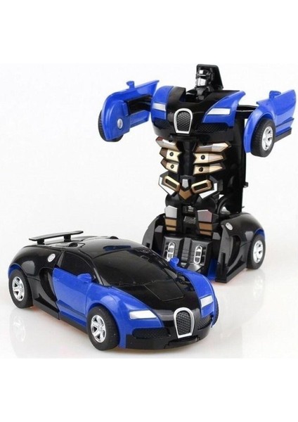 Transformers Robot Oyuncak Çek Bırak 13 cm Kendinden Robota Dönüşebilen Araba Bugatti