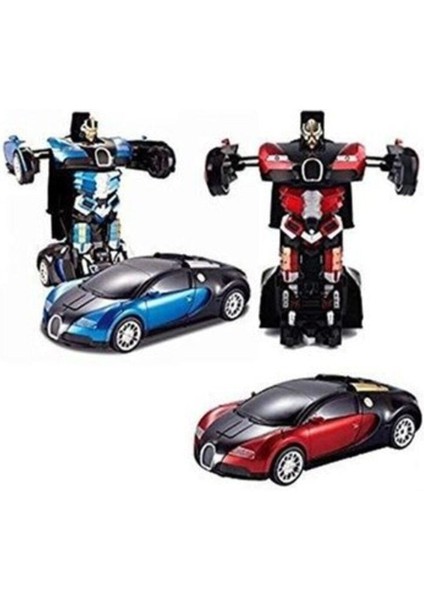 Transformers Robot Oyuncak Çek Bırak 13 cm Kendinden Robota Dönüşebilen Araba Bugatti