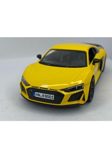 2020 Audi R8 Coupe - Çek Bırak 5inch. Lisanslı Model Araba, Oyuncak Araba 1:36 Sarı