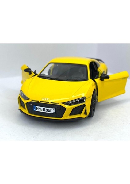 2020 Audi R8 Coupe - Çek Bırak 5inch. Lisanslı Model Araba, Oyuncak Araba 1:36 Sarı modelleri