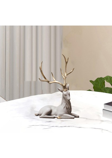 Modern Ren Ği Süsleme Zanaat Dekorasyon Oturma Odası Raf Altın Boynuz (Yurt Dışından) indirimleri