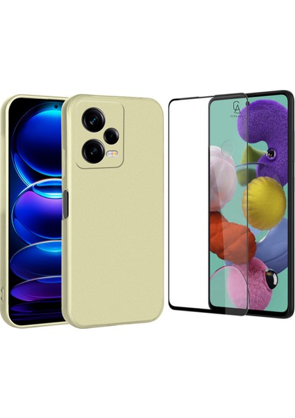 Xiaomi Redmi Note 12 Pro ile Uyumlu Soft Yumuşak Telefon Kılıfı ve 5d Tam Kaplayan Cam Ekran Koruyucu