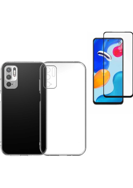 Xiaomi Redmi Note 10 5g ile Uyumlu Soft Yumuşak Telefon Kılıfı ve 5d Tam Kaplayan Cam Ekran Koruyucu