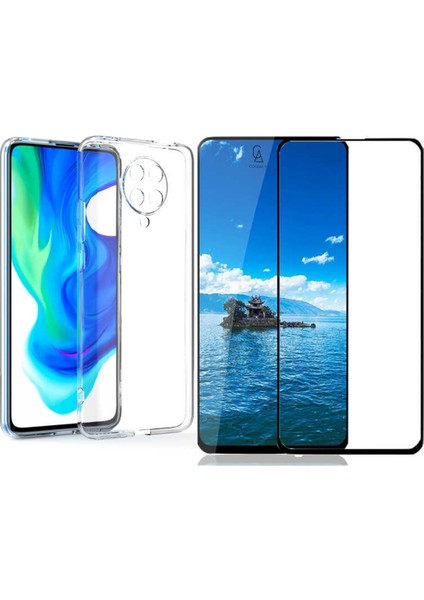 Xiaomi Poco F2 Pro ile Uyumlu Soft Yumuşak Telefon Kılıfı ve 5d Tam Kaplayan Cam Ekran Koruyucu