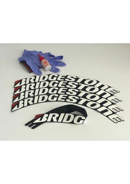 AS Tuning Bridgestone Beyaz Kalıcı Lastik Yazısı Bridgestone Sticker 8 Kit Büyük Boy