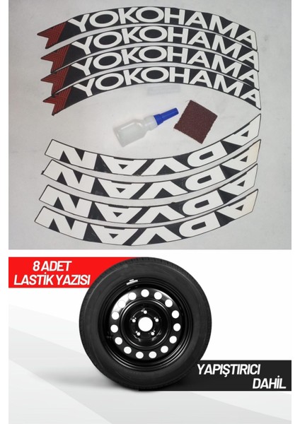 Yokohama Advan Motosiklet Ve Otomobil Araç 3d Oto Lastik Yazısı Sticker Arma 8 Adet