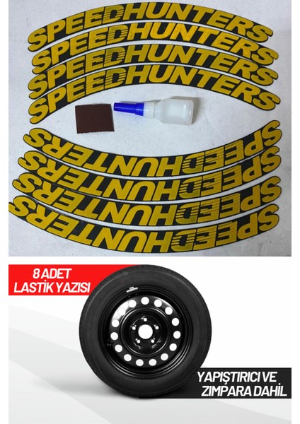 AS Tuning Speed Hunters Motosiklet ve Otomobil Araç 3D Oto Lastik Yazısı Sticker Arma 8 Adet Sarı