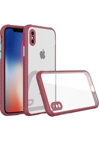 Apple iPhone Xs Max Kılıf Miami Şeffaf Silikon - Fuşya 277097