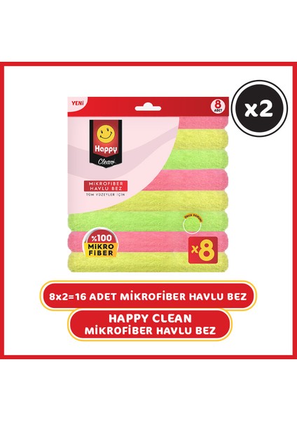 Clean Mikrofiber Havlu Bez 8 Adet x 2 Adet