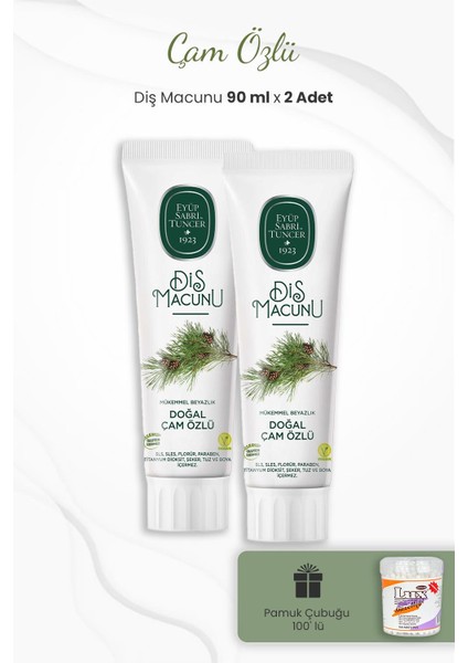 Çam Özlü Diş Macunu 90 ml x 2 Adet ve Kulak Çubuğu