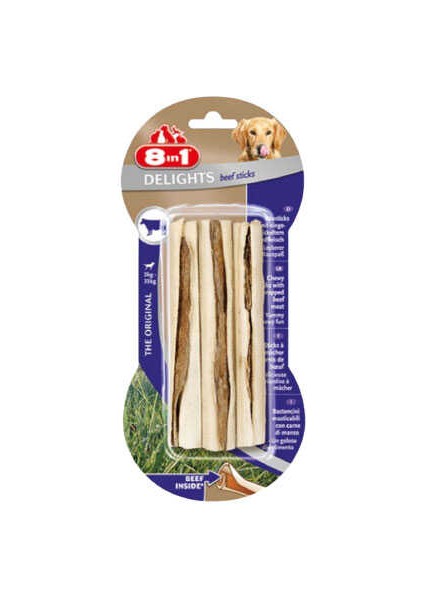 8 In 1 Delights Sticks Biftekli 3´lü Stik Ağız Temizleme Kemiği 75 gr - Farmapets