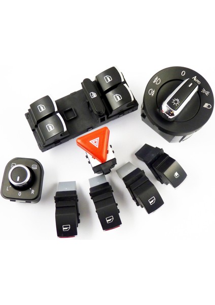 Volkswagen Golf 5 2004 - 2009 Kontrol Dügmeleri 8 Li Krom Set