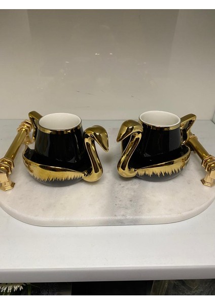 2 Li Kuğu Fincan Takımı Siyah