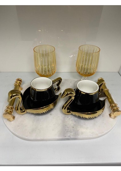 2 Li Kuğu Fincan Takımı Siyah modelleri