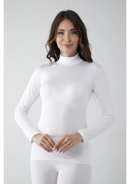 Vivaldi Kadın Beyaz Uzun Kol Balıkçı Body Likralı 353