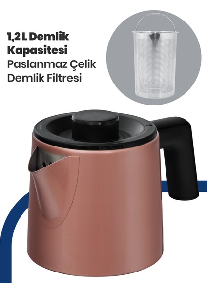 Akasya Mat Vizon Xl 2200 Watt Patentli Damlatmayan Tasarımı Çelik Çay Makinesi ve Su Isıtıcısı