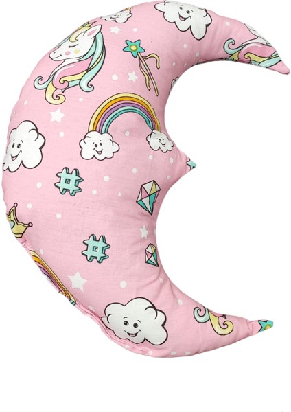 Ay Dede Yastık Uyku Arkadaşı Süs Yastık (Pembe Unicorn Desenli)