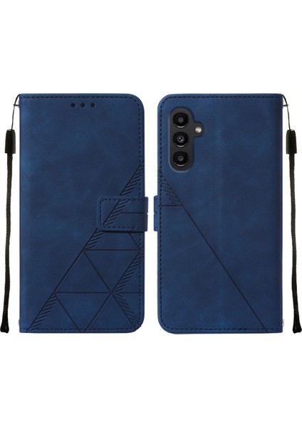 Samsung Galaxy A25 5g Için Kabartmalı Pu Deri Stand Cüzdan Telefon Kılıfı - Mavi (Yurt Dışından)