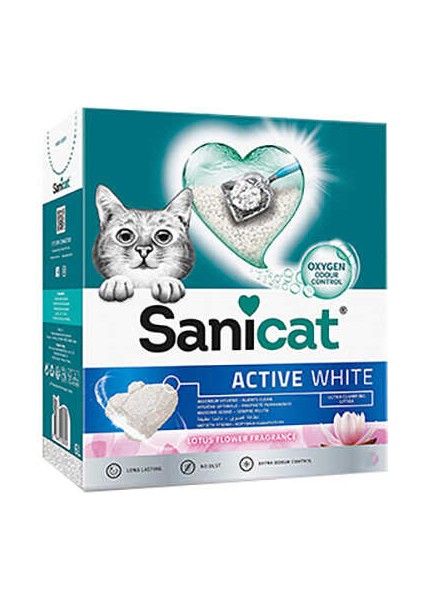 Active White Topaklanan Kedi Kumu Lotus Çiçeği Kokulu 10 Lt