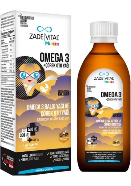 Miniza Omega 3-Çörek Otu Yağı Içerikli Sıvı Takviye Edici Gıda 150 Ml