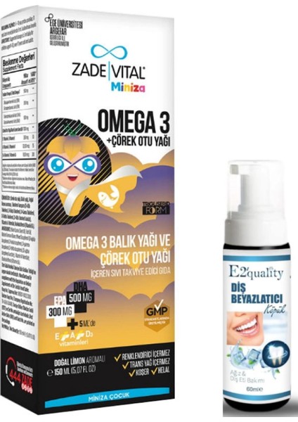 Miniza Omega 3-Çörek Otu Yağı Içerikli Sıvı Takviye Edici Gıda 150 Ml - Diş Beyazlatıcı Köpük