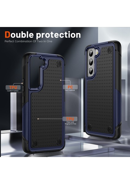 Samsung Galaxy S22+ 5g Için Çift Katmanlı Sert Pc Yumuşak Tpu Telefon Kılıfı - Mavi - Siyah (Yurt Dışından)
