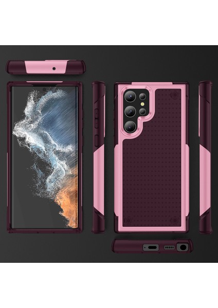 Samsung Galaxy S22 Ultra 5g Için Çift Katmanlı Sert Pc Yumuşak Tpu Telefon Kılıfı - Pembe - Kırmızı (Yurt Dışından) fiyatları