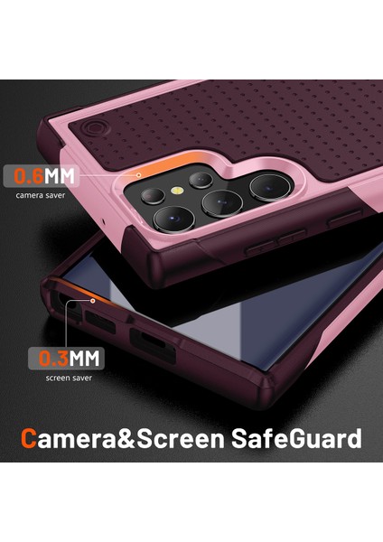 Samsung Galaxy S22 Ultra 5g Için Çift Katmanlı Sert Pc Yumuşak Tpu Telefon Kılıfı - Pembe - Kırmızı (Yurt Dışından) fırsatları