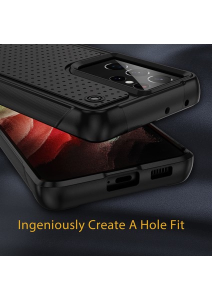 Samsung Galaxy S21 Ultra 5g Için Çift Katmanlı Sert Pc Yumuşak Tpu Telefon Kılıfı - Siyah (Yurt Dışından) indirimleri