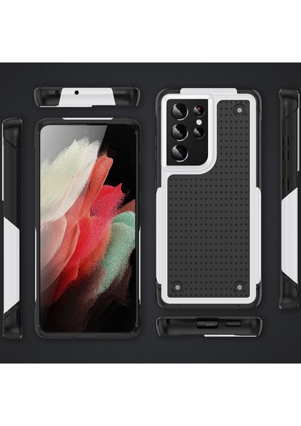 Samsung Galaxy S21 Ultra 5g Için Çift Katmanlı Sert Pc Yumuşak Tpu Telefon Kılıfı - Beyaz - Siyah (Yurt Dışından) fiyatları