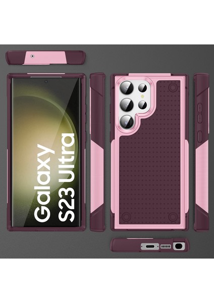 Samsung Galaxy S23 Ultra Için Çift Katmanlı Sert Pc Yumuşak Tpu Telefon Kılıfı - Pembe - Kırmızı (Yurt Dışından) fiyatları