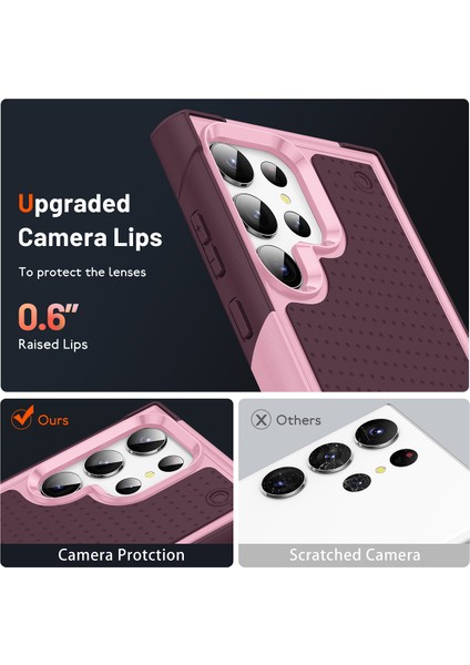 Samsung Galaxy S23 Ultra Için Çift Katmanlı Sert Pc Yumuşak Tpu Telefon Kılıfı - Pembe - Kırmızı (Yurt Dışından) indirimleri